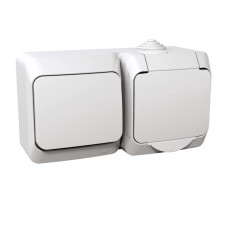 Розетка с заземлением и выключателем IP44 белая [WDE000500] PA6 FR850 Cedar Plus Шнейдер Электрик