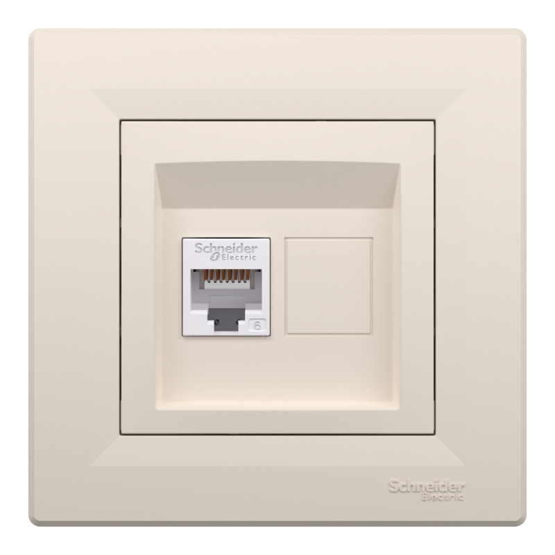 Розетка компьютерная с рамкой RJ45 UTP кат.6 Asfora слоновая кость ABS [EPH4700123] Шнейдер Электрик