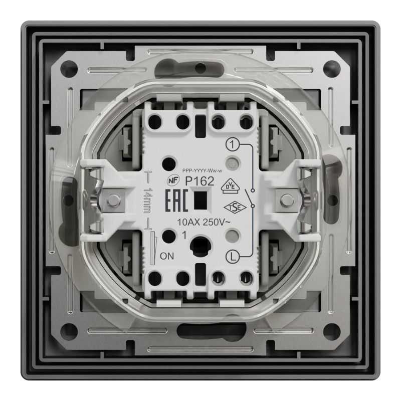 Выключатель одноклавишный IP44 Asfora с рамкой самозажимной ABS черный [EPH0100271] Шнейдер Электрик