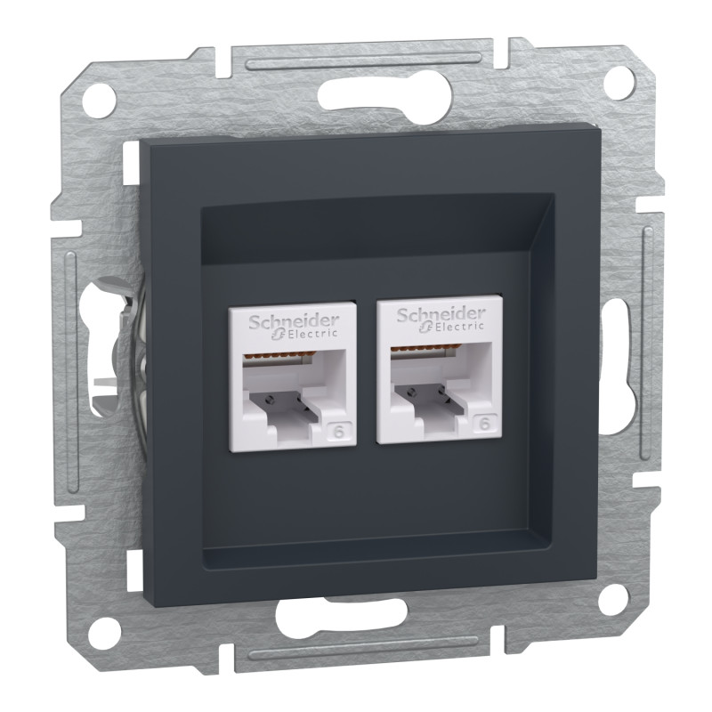 Розетка компьютерная RJ45 UTP кат.6 Asfora черная ABS [EPH4800171] Шнейдер Электрик