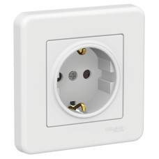 Розетка с заземлением и защитными шторками белая [LNA2900221] ABS Leona Schneider Electric