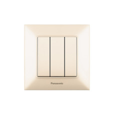 Выключатель трехклавишный Arkedia Slim с рамкой ABS кремовий [WNTC00152BG-UA1] Panasonic