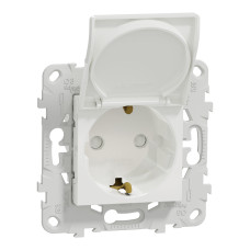 Розетка з з/к шторками та кришкою 16А Білий 74.5х74.5х50mm PC [NU503718TA] Unica New Schneider Electric