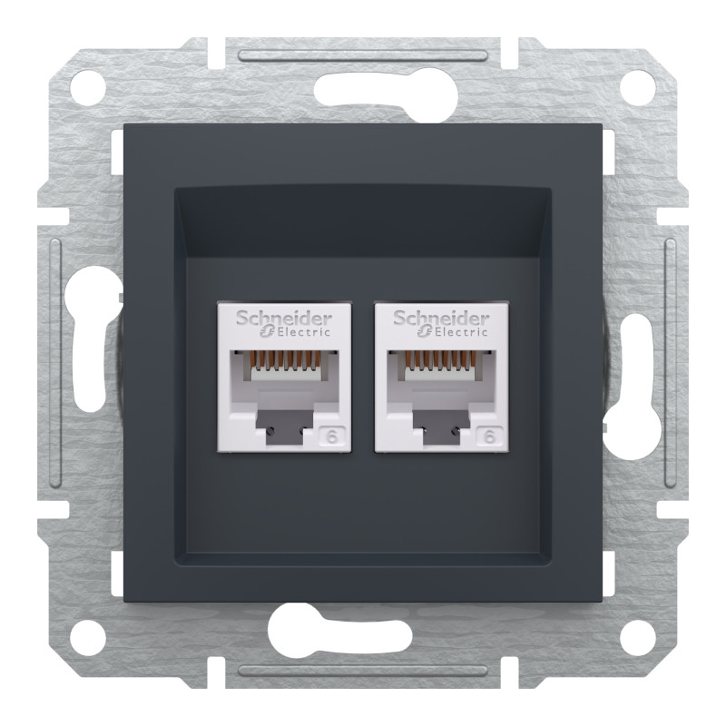 Розетка компьютерная RJ45 UTP кат.6 Asfora черная ABS [EPH4800171] Шнейдер Электрик