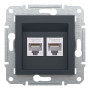 Розетка компьютерная RJ45 UTP кат.6 Asfora черная ABS [EPH4800171] Шнейдер Электрик