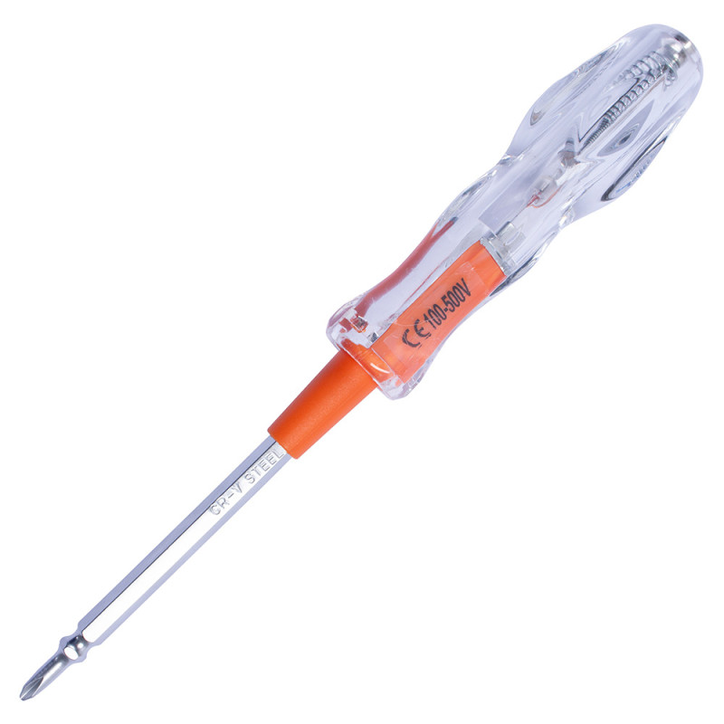 Викрутка-індикатор 4,5x190мм прямий+хрестова PH1 100-500V AC [t001107] e.tool.test07 E.NEXT