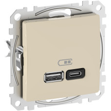 USB розетка A+C 3A 45Вт Бежевый 71х71х37mm PC [SDD112404] Sedna Design & Elements Schneider Electric