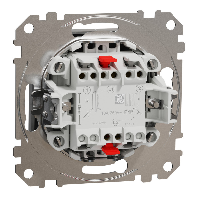 Кнопочный двухклавишный выключатель Алюминий 73х73х37mm ABS-UV [SDD113118] Sedna Design & Elements Schneider Electric