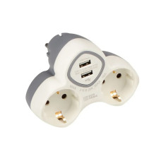 Сетевой двойник 16А 2P+PE 2xUSB с заземлением тип С АБС-пластик [ECO019001019] Ornat АСКО