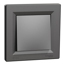Выключатель одноклавишный IP44 Asfora с рамкой самозажимной ABS черный [EPH0100271] Шнейдер Электрик
