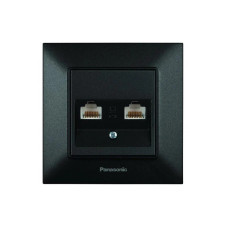 Компьютерная розетка 2xRJ45 кат.6е Arkedia Slim черная ABS [WNTC04072BL-UA1] Panasonic