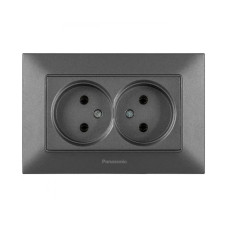 Розетка двойная без заземления Arkedia Slim дымчатый ABS [WNTC02042DG-UA1] Panasonic