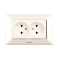 Розетка двойная без заземления Arkedia Slim кремовая ABS [WNTC02042BG-UA1] Panasonic