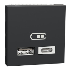 Двойная USB розетка A+C антрацит [NU301854] ABS Unica New Шнейдер Электрик
