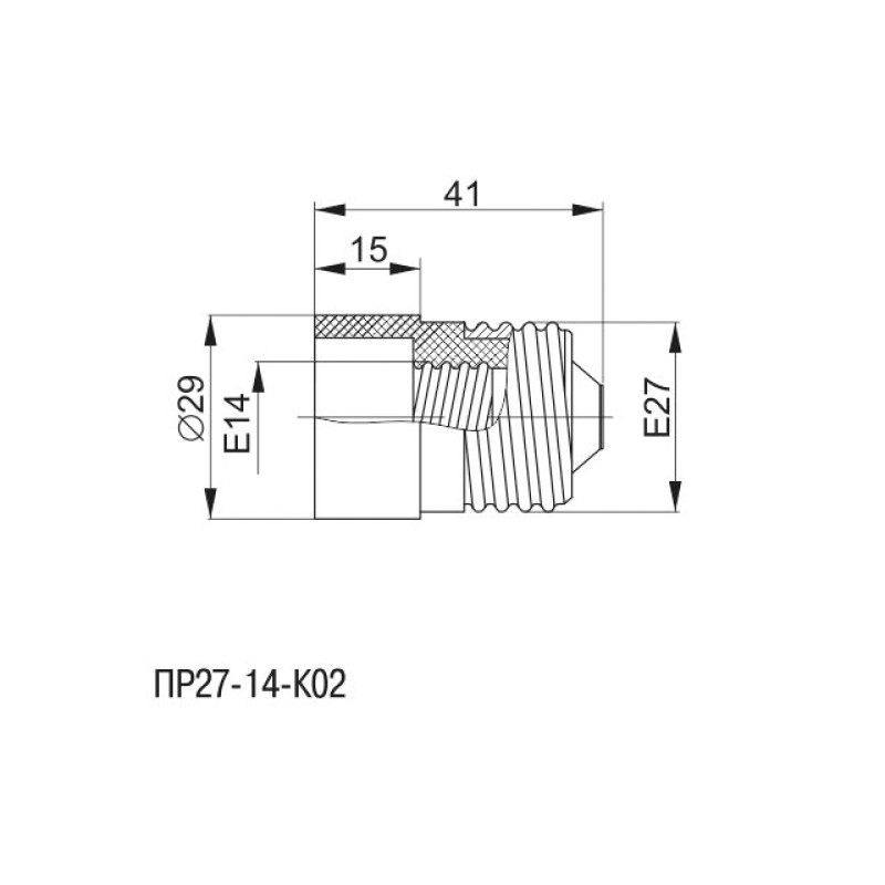 Перехідник E27-E14 41х29mm пластик білий [EPR12-01-01-K01] пр27-14-К02 УЕК
