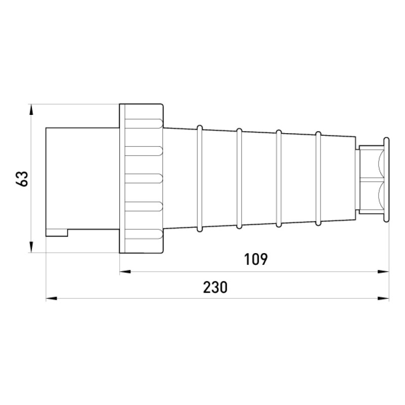 Силова вилка 3P+N+PE 63А 380В переносна IP67 червона [p011009] E.NEXT e.plug.pro.5.63