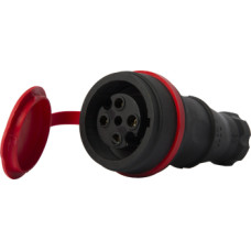 Силовая розетка 3P+N 16А 400В переносная каучук IP44 черная [s9100036] E.NEXT e.socket.rubber.061.16