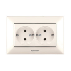 Розетка двойная с заземлением Arkedia Slim кремовая ABS [WNTC02052BG-UA1] Panasonic
