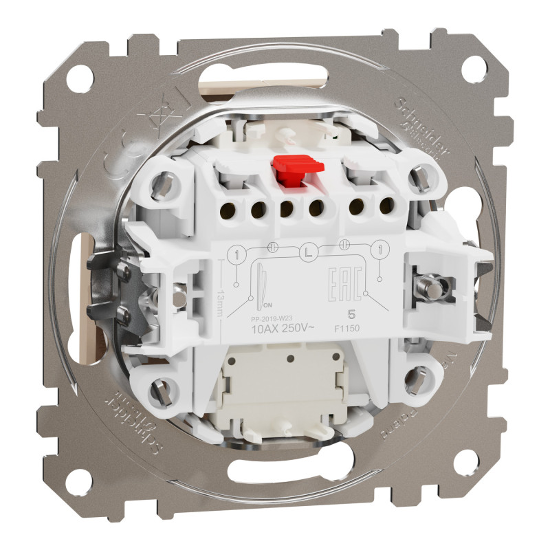 Двухклавишный выключатель с LED подсветкой бежевый [SDD112105L] ABS-UV Sedna Design&Element Шнейдер Электрик