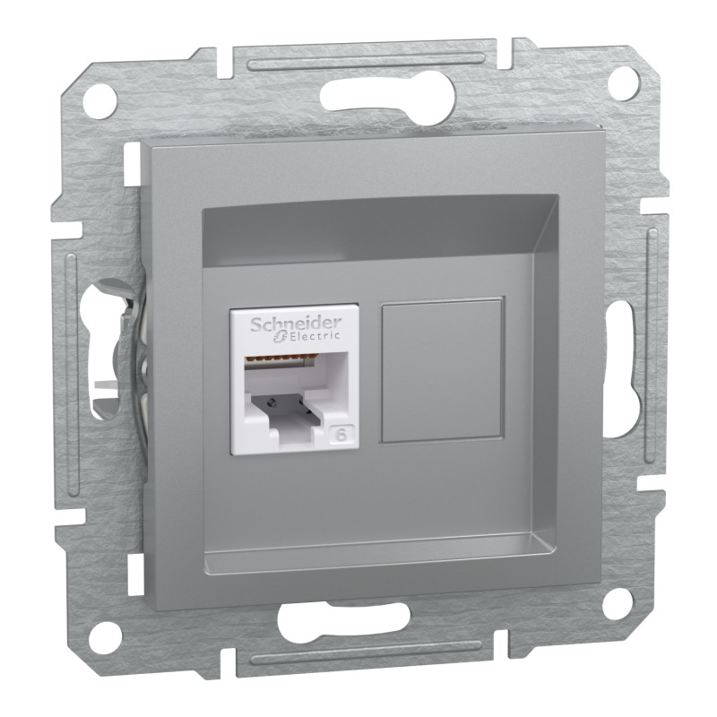 Розетка комп'ютерна RJ45 UTP кат.6 Asfora алюміній ABS [EPH4700161] Електрик шнейдер