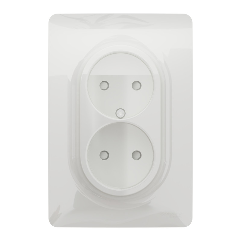 Розетка двойная со шторками белый 83х83х42mm ABS [NU206318] Unica New Schneider Electric