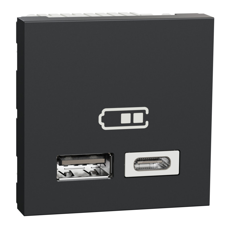 Двойная USB розетка A+C антрацит [NU301854] ABS Unica New Шнейдер Электрик