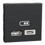 Двойная USB розетка A+C антрацит [NU301854] ABS Unica New Шнейдер Электрик