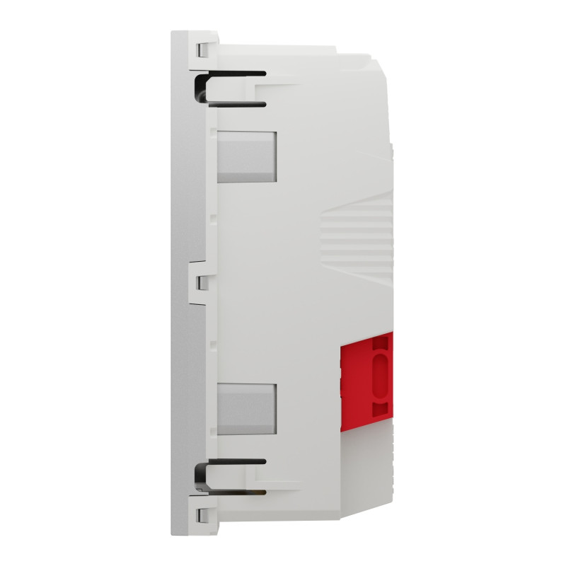 Двойная розетка 45° с заземлением и шторками алюминий [NU306730A] PC Unica New Шнейдер Электрик