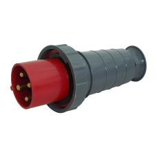 Силовая вилка 3P+PE 63А 400В переносная IP67 красная [HPC-P034-063-4-IP67-U] UEC
