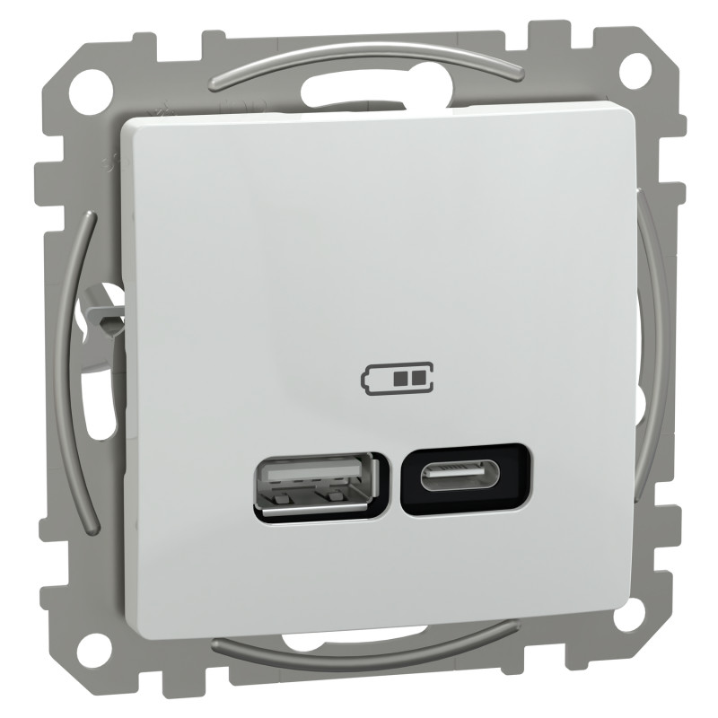 USB-розетка тип A+C 3А 21Вт белый 73x73x44mm ABS+PC [SDD111405] Sedna Design & Elements Schneider Electric