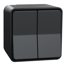 Двухклавишный проходной выключатель в сборе IP55 черный [MUR35022] Mureva Styl Schneider Electric