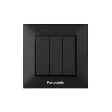 Выключатель трехклавишный Arkedia Slim с рамкой ABS черный [WNTC00152BL-UA1] Panasonic
