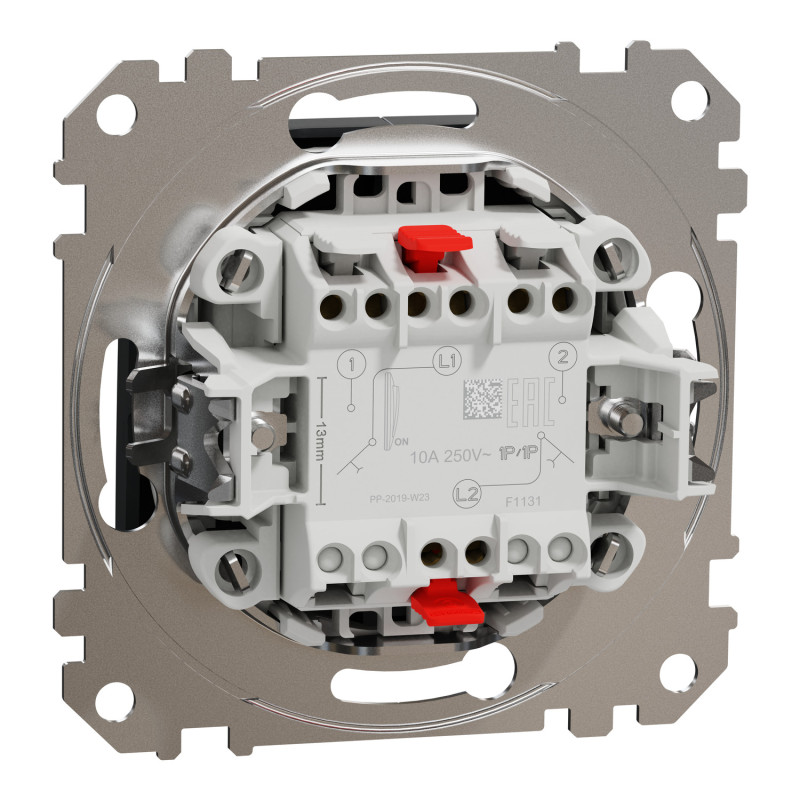 Кнопочный двухклавишный выключатель Черный 73х73х37mm ABS-UV [SDD114118] Sedna Design & Elements Schneider Electric