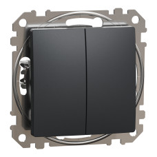 Кнопочный двухклавишный выключатель Черный 73х73х37mm ABS-UV [SDD114118] Sedna Design & Elements Schneider Electric