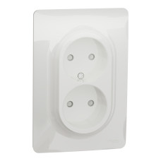 Розетка двойная со шторками белый 83х83х42mm ABS [NU206318] Unica New Schneider Electric