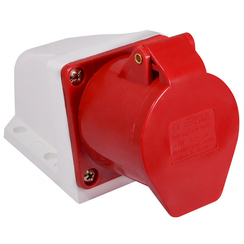 Силовая розетка 3P+PE 32А 400В стационарная IP44 красная [A0080040005] ГC (124) АСКО