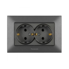Розетка двойная с заземлением Arkedia Slim дымчатый ABS [WNTC02052DG-UA1] Panasonic