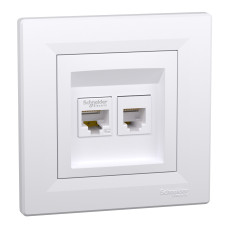 Розетка компьютерная с рамкой RJ45 кат.5Е Asfora белая ABS [EPH4900121] Шнейдер Электрик
