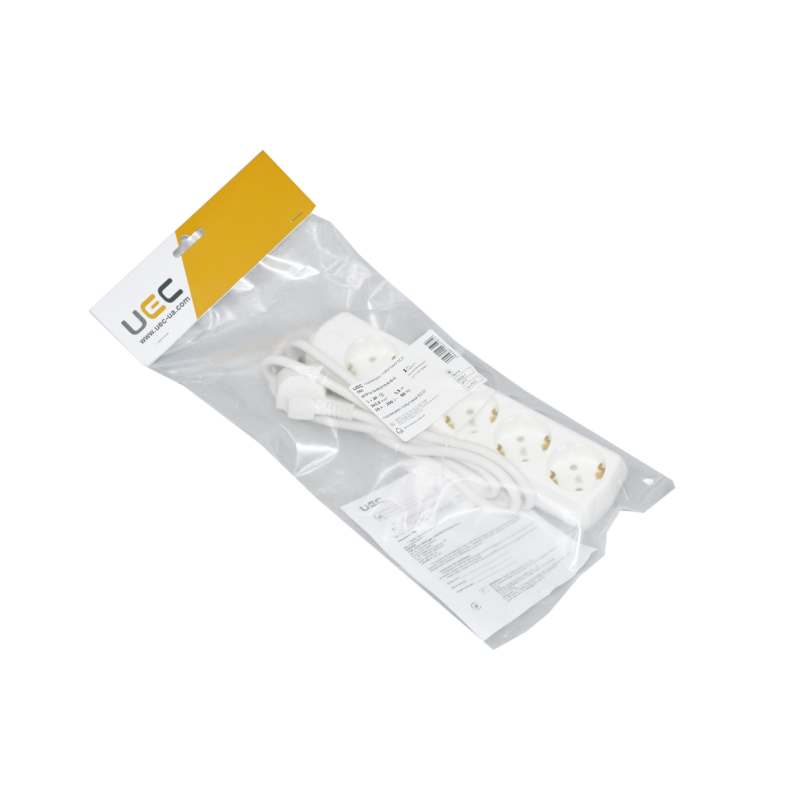 Удлинитель 1,5м 5 гнезд 2Р+PЕ IP20 [WYP10-10-05-D15-G-G-U] ECO UEC