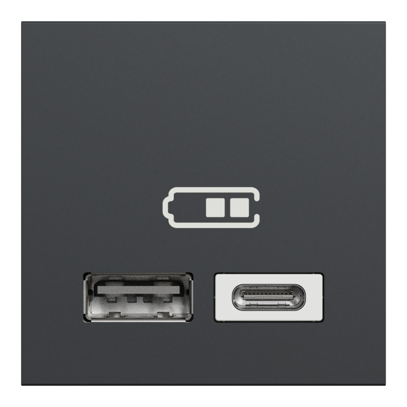 Двойная USB розетка A+C антрацит [NU301854] ABS Unica New Шнейдер Электрик