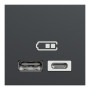 Двойная USB розетка A+C антрацит [NU301854] ABS Unica New Шнейдер Электрик