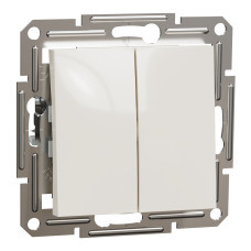 Выключатель двухклавишный ASFORA 71x71x43mm кремовый [EPH0370123] Schneider Electric