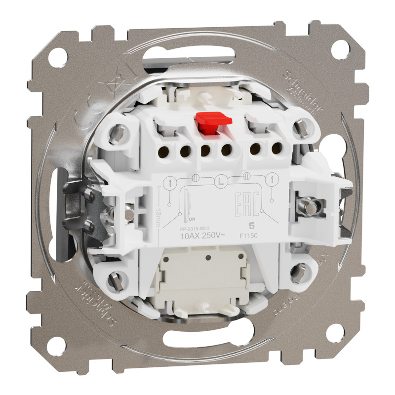 Двухклавишный выключатель с LED подсветкой алюминий [SDD113105L] ABS-UV Sedna Design&Element Шнейдер Электрик