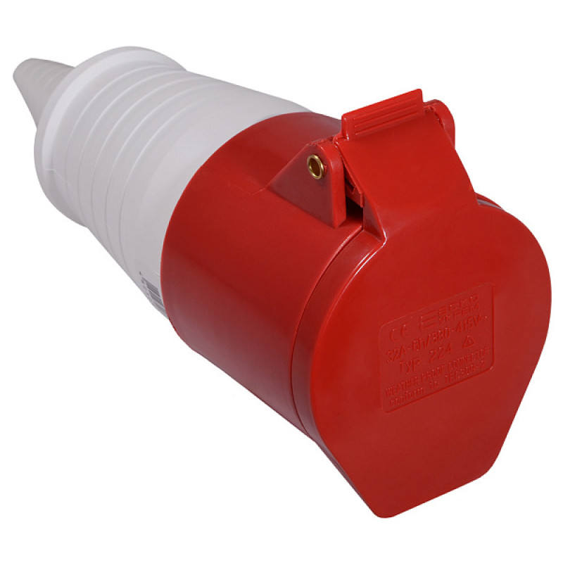 Силовая розетка 3P+PE 32А 400В переносная IP44 красная [A0080020005] ГП (224) АСКО