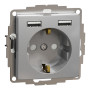 Розетка с заземлением + 2USB тип А алюминий [SDD113052] PC Sedna Design&Element Шнейдер Электрик