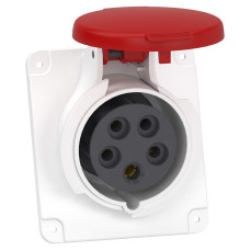 Силовая розетка 3P+N+E 16А 415В встраиваемая IP44 с наклоном красная [PKY16F435] Mureva Schneider Electric