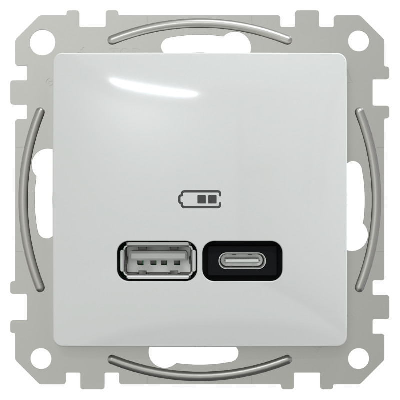 USB-розетка тип A+C 3А 21Вт белый 73x73x44mm ABS+PC [SDD111405] Sedna Design & Elements Schneider Electric