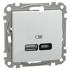 USB-розетка тип A+C 3А 21Вт белый 73x73x44mm ABS+PC [SDD111405] Sedna Design & Elements Schneider Electric