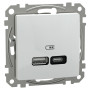 USB-розетка тип A+C 3А 21Вт белый 73x73x44mm ABS+PC [SDD111405] Sedna Design & Elements Schneider Electric