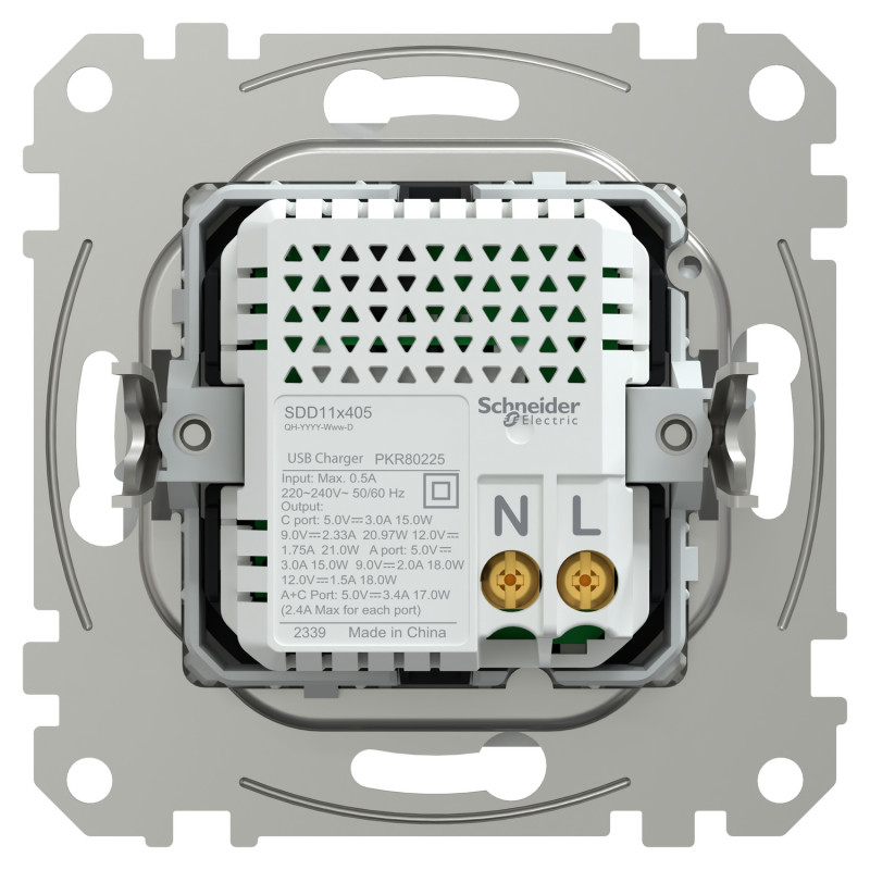 USB-розетка тип A+C 3А 21Вт белый 73x73x44mm ABS+PC [SDD111405] Sedna Design & Elements Schneider Electric
